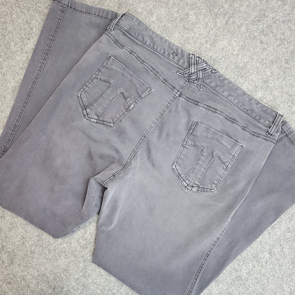 Tripp NYC Jeans Womens 12R Gray Gothic Grunge Y2K X-Stitch Back Zip‎ Streetwear
